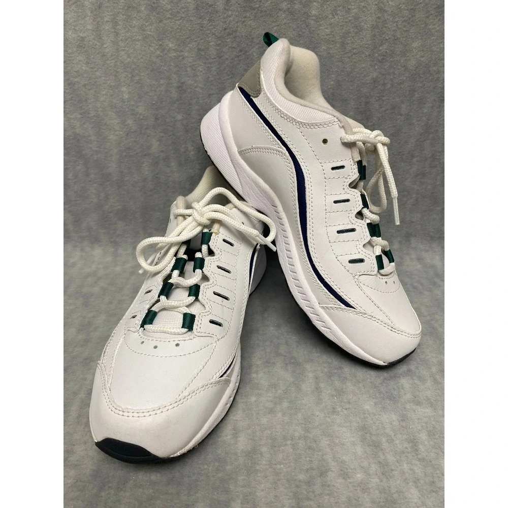 Easy Spirit Walk Run Women White Leather 6-1/2M Sneakers‎ Athletic Walking Shoes